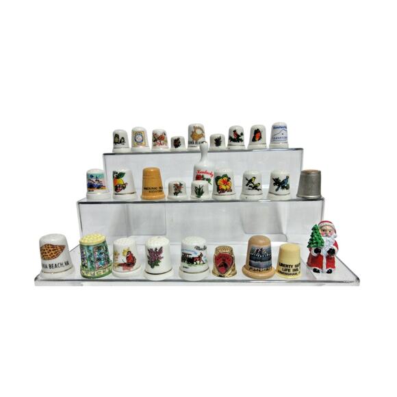 Vintage Thimble Lot Of 27 Assorted Shapes and Themes + Small Bell - Picture 1 of 9